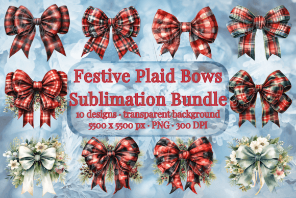 Download Christmas Plaid Bows Sublimation Bundle - Premium Bundle
