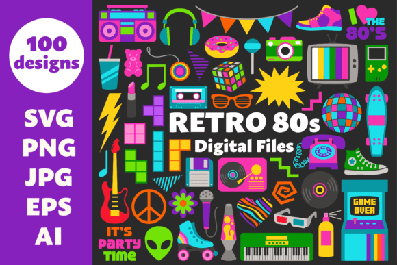 Download Retro 80s Clipart &amp; Vector Files - Vector files Collection