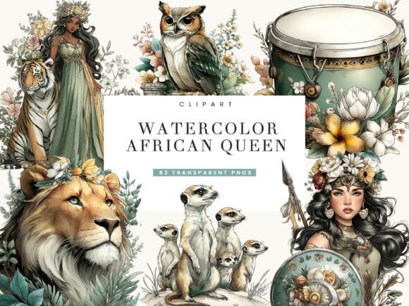 Download Watercolor African Queen Clipart - African Collection