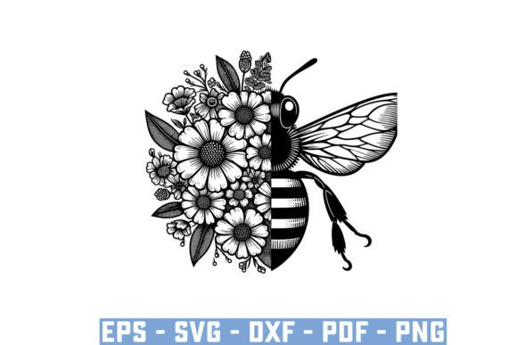 Download Gift Bee with Flowers Funny Vector Files - Vector files Collection