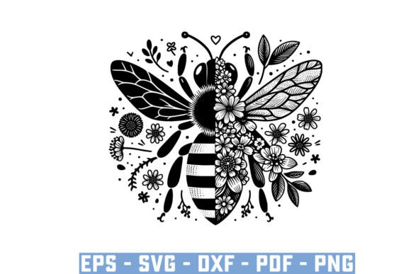 Download Gift Bee with Flowers Funny Vector Files - Vector files Collection