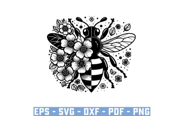 Download Gift Bee with Flowers Funny Vector Files - Vector files Collection