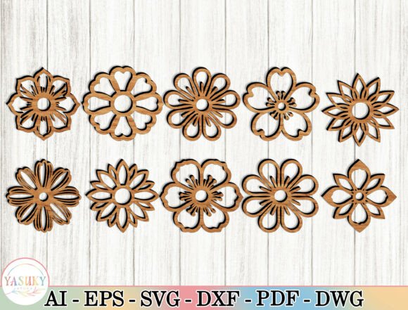 Download 10 Floral Wood Art Laser Cut Files - Cut files Collection