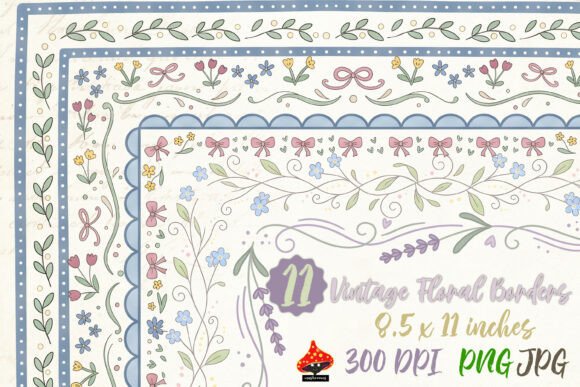 Download Vintage Floral Borders 11 PNG Bundle - Borders Collection
