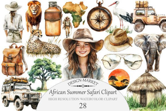 Download Watercolor African Summer Safari Clipart - African Collection