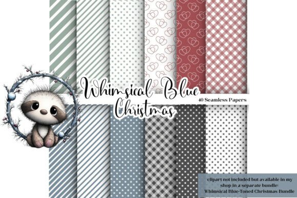 Download Whimsical Blue Christmas Seamless Paper - Premium Bundle