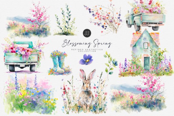 Download Watercolor Spring Scenery Clipart - Scenery Collection