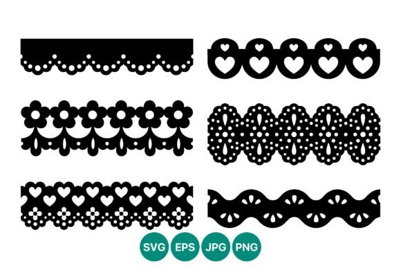 Download Black White Lace Borders Hearts Flowers - Borders Collection