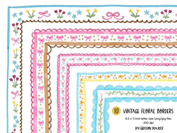 Download Vintage Floral Borders PNG Bundle - Borders Collection
