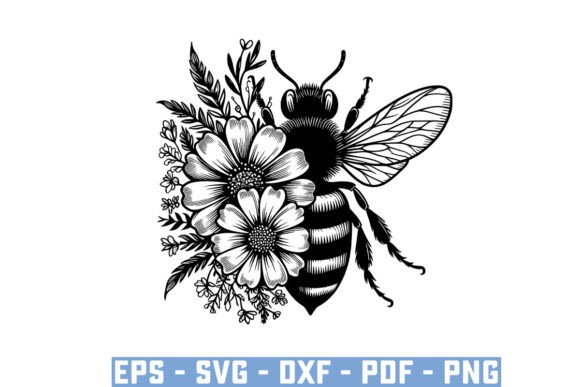 Download Gift Bee with Flowers Funny Vector Files - Vector files Collection