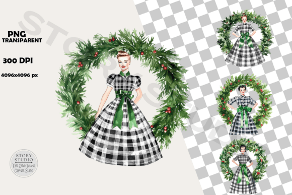 Download Chic Christmas Plaid Women Wreath Set - Premium Bundle